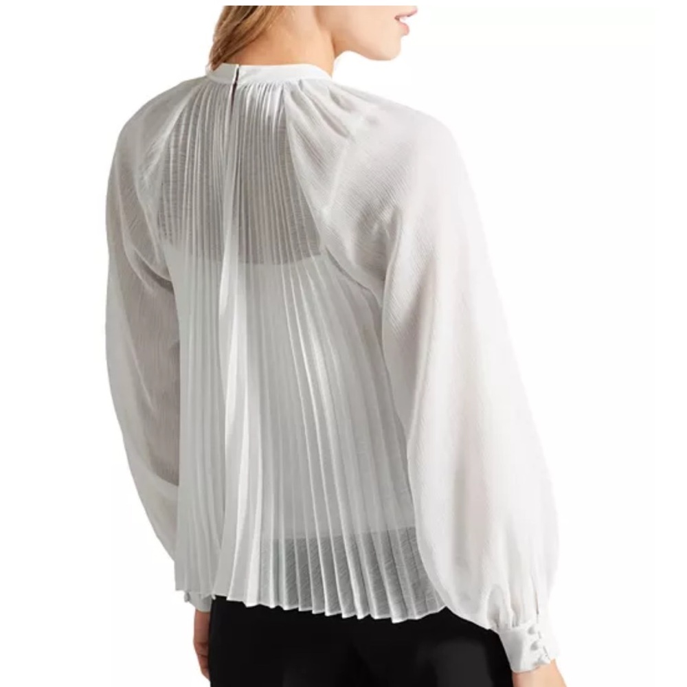 Ted Baker White Pleated Bib Collar Blouse - Picture 2 of 8